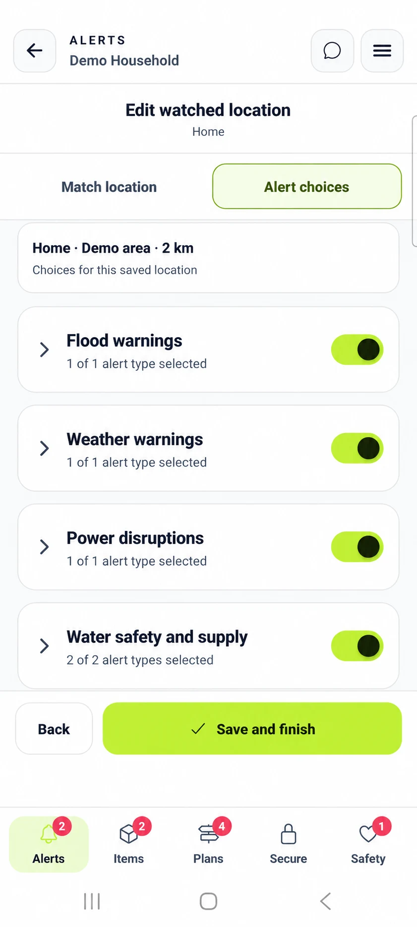 Trusted alert choices — Android capture with identifying details anonymised